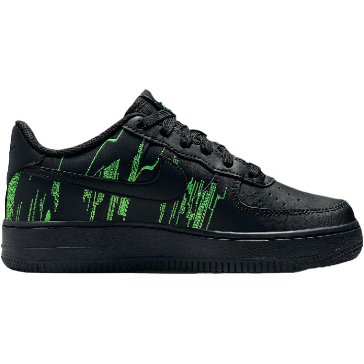 Nike Air Force 1 Low GS Matrix Kids Sneakers Black Green-Strike Vivid-Purple HV4763-001
