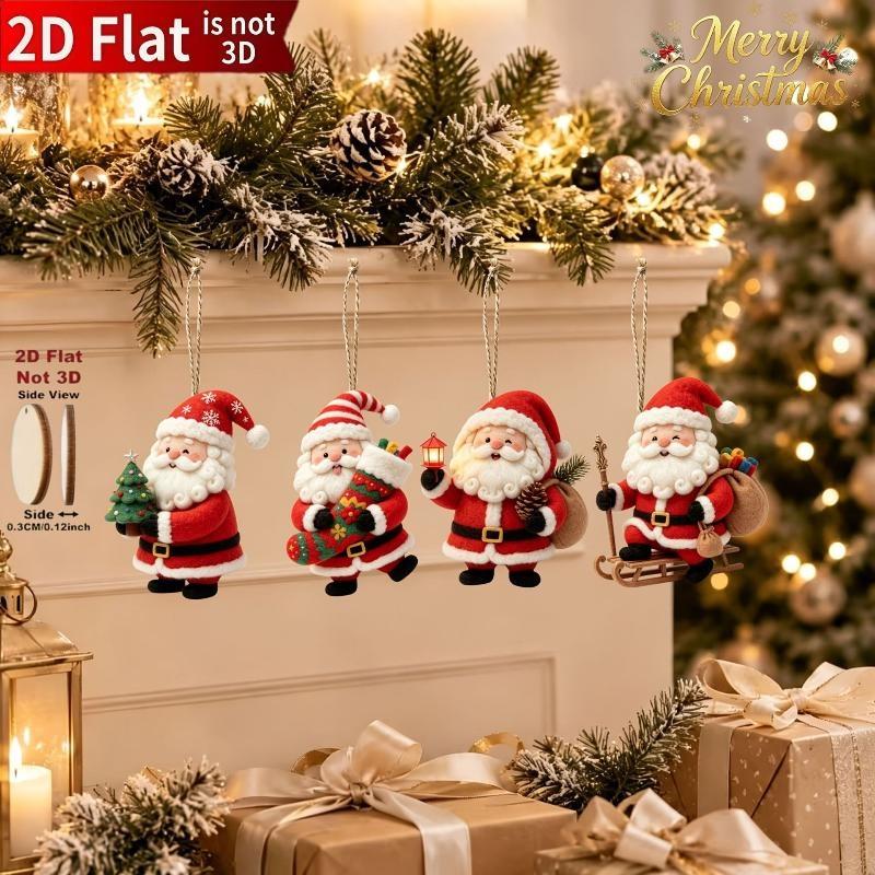 8 шт. Деревянные ручной работы ornaments Санта-Клауса 2D Плоские украшения для рождественской елки Для праздничных вечеринок Подарок