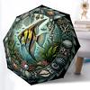Ocean Life Mandala pattern umbrella, portable and foldable design, 8 ribs, a casual accessory for Halloween, Christmas, and birthday gifts.