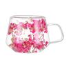 200ML Clear Glass Mug Double Wall Insulated Cup with Handle Aesthetic Dehydrated Flower Design Heat Preserving Tumbler for Coffee Tea