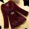 Oversize Women's Winter Plush Coat Female Thick Fur Warm Jackets  V-neck Faux Fur Collar Clothes Comfort Furry Coats