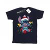 Womens/Ladies Lilo And Stitch Christmas Lights Cotton Boyfriend T-Shirt