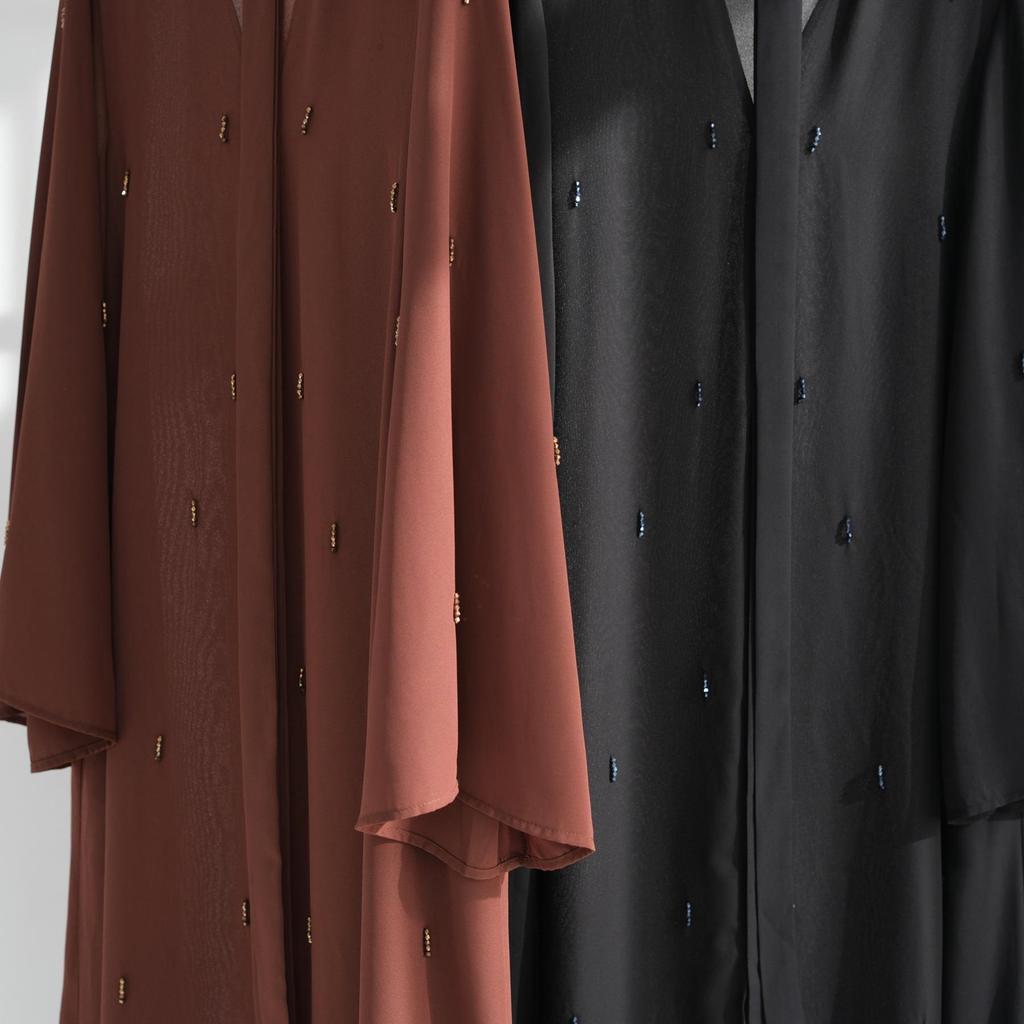 Кардиган-халат из лории, расшитый вручную бисером, Турция, LR959, на пуговицах