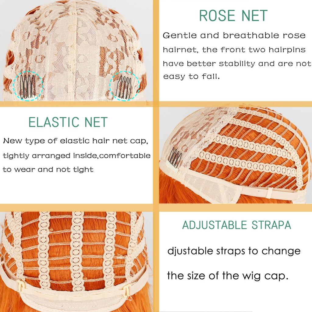 MISSQUEEN Короткий парик из синтетического волокна оранжевого цвета с челкой для женщин, ежедневный парик, черный, коричневый, серый, длина до плеч