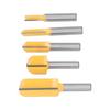 5Pcs Straight Router Bit Set Carbide Tipped 2 Flute Cut Bits for Trimming Cutter Yellow