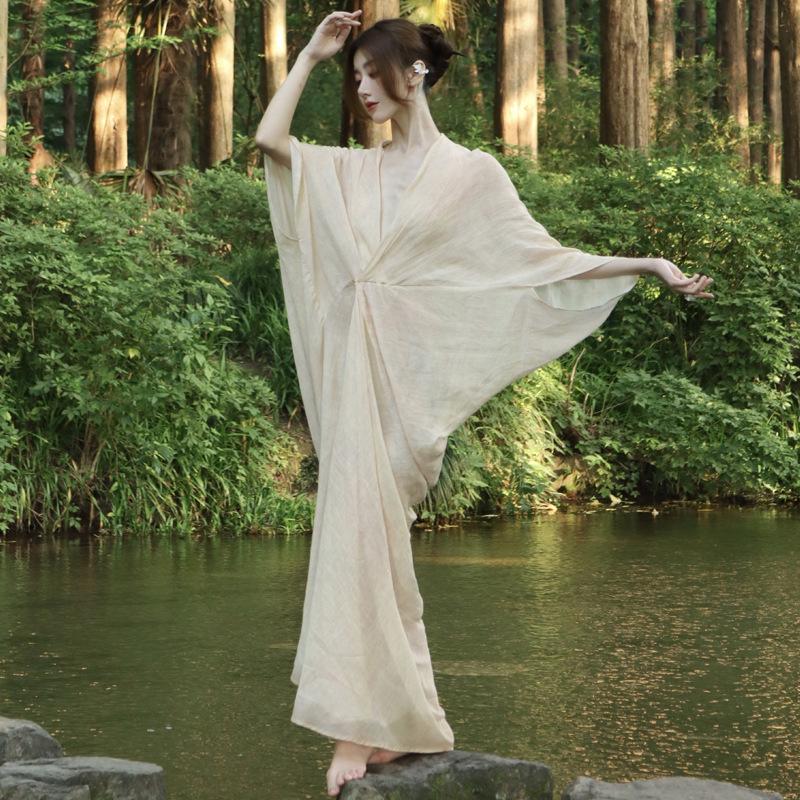 Летнее платье свободного кроя в стиле ханьфу в стиле дзен для женщин