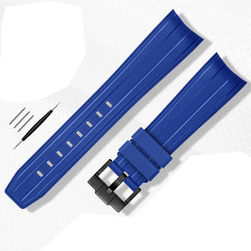 FKM Fluororubber Rubber Watch Strap 21mm Waterproof Silicone Wristband For Submariner DEEPSEA Oysterflex Rolex Watchband Band