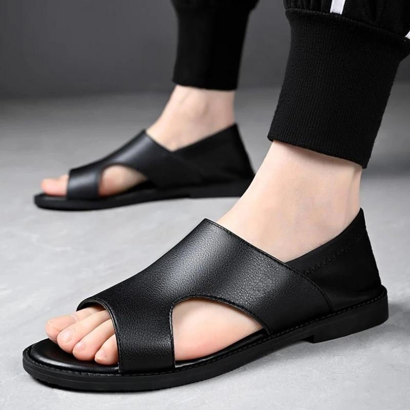 Fashion Genuine Leather Men's Sandal Beach 39 New Summer Low Price Big Size Fashion Non-slip 2025 Styles Cheap Liquidation Eva Male Shoe