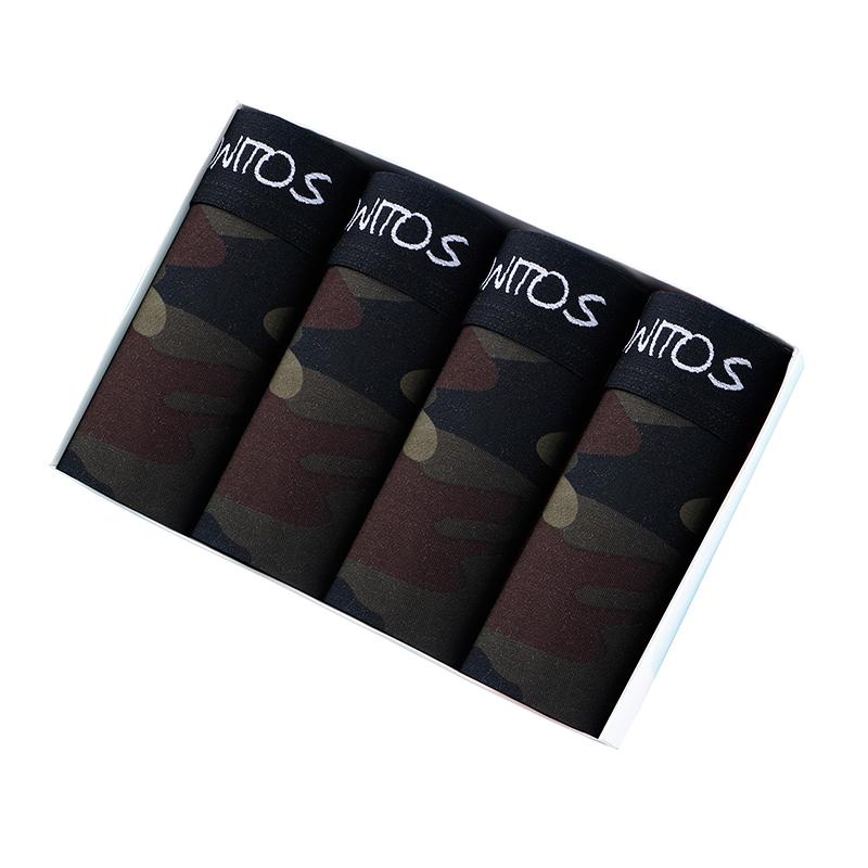 BONITOS 4 шт. хлопковые мужские трусы-боксеры с принтом для мужчин, сексуальное мужское нижнее белье, камуфляж