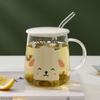 Творческая кружка-трубочка с корейским рисунком из термостойкого стекла с крышкой, ложкой, чашками и кружками, бесплатная доставка, рождественский подарок, посуда для питья