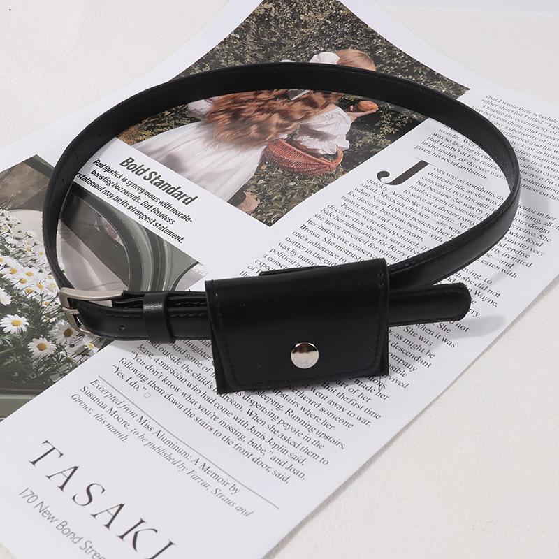 Retro Korean Style Women'S Belt Bag Key Phone Dual Purpose Decorative Thin Belt Fashionable Accessory For Ladies