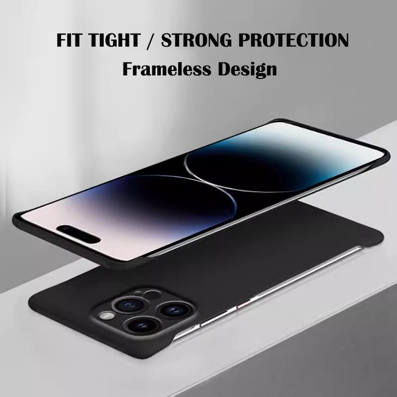 Solid Candy Color Frameless Hard PC Back Cover Case For iPhone 14 15 Plus 13 12 Mini 11 Pro X XR XS Max ShockProof Thin Cases
