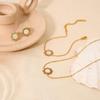 European & American Retro Jewelry Set: 18K Gold-Plated Stainless Steel with Opal Sun Necklace, Bracelet, and Stud Earrings for Women