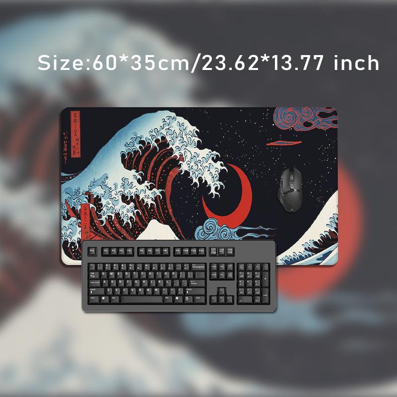 Mouse Pad Red Moon Japanese Great Wave Gamer printon demand HD Computer New Mousepad XXL MousePads Natural Rubber Non-Slip