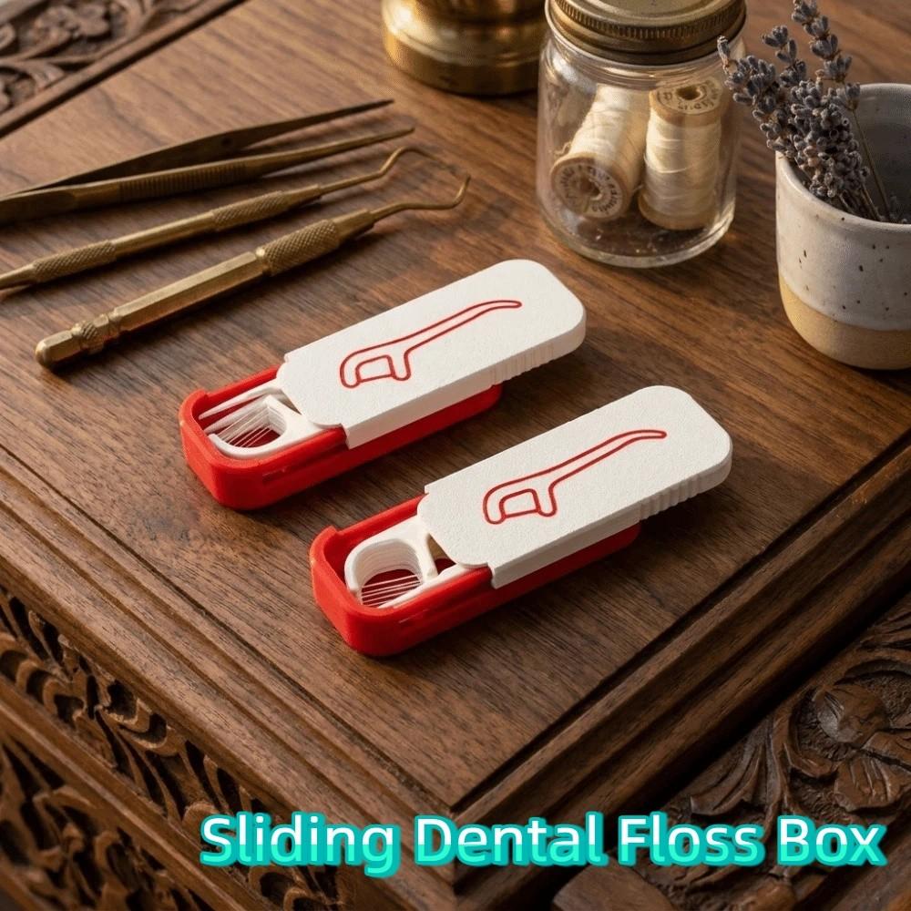 Mini Sliding Dental Floss Box Plastic Toothpick Storage Box Dental Floss Organizer Home
