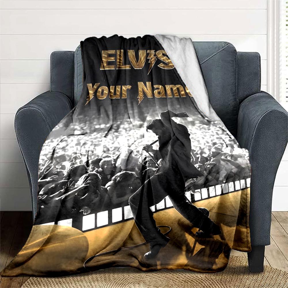 Elvis Presley Personalized Name Blanket Throw Personalized Blanket Durable Comfort Suitable for Bed Chair Livingroom Couch Four Seasons Multipurpose