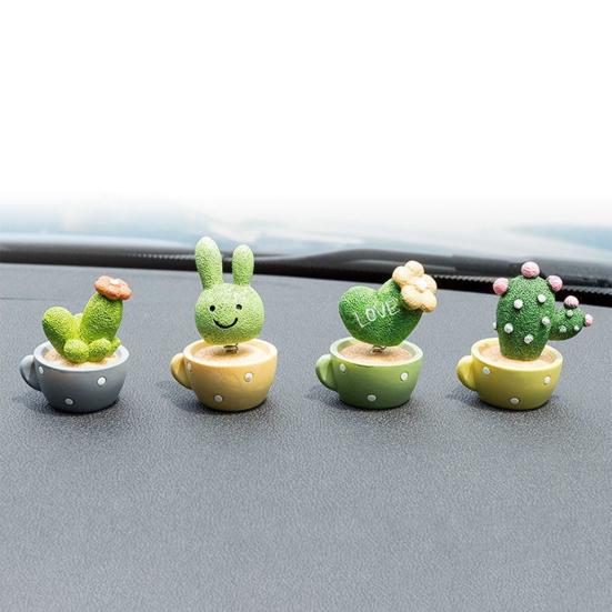 4 шт./набор Автомобильные украшения Смола Суккуленты Кактус Мини Зеленое растение Бонсай