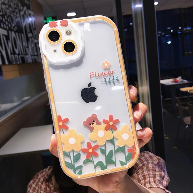 Чехол для телефона с милым мультяшным цветком и фруктами для Iphone 14 13 11 12 Pro Max Xs Max Xr X Xs 14pro, прозрачный противоударный бампер, мягкая задняя крышка