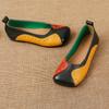 2025 Spring Square Toe Flats Women's Handmade Cow Leather Shoes Ladies Patches Luxury Ballet Flats Woman Ethnic Casual Moccasin