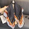 Women S Printed Silk Like Large Square Scarf Fashion Decorative Sun Protection Shawl