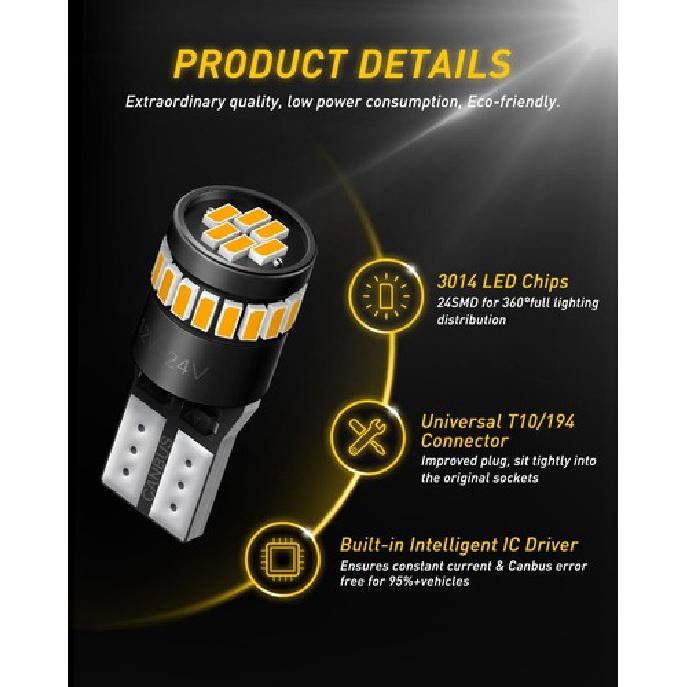 4 CANBUS 194 2825 Interior Marker Parking LED Light Bulb AMBER For Mercedes E