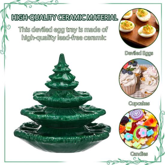 Christmas Tree Deviled Egg Tray, Resin Appetizer Platter for 24 Eggs Festive Holiday Party Serving Dish And Decor