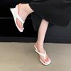 European and American Fashion Small Slope Heel High Heel Open-toe Flip-flops Niche Lazy Shoes Comfortable Pinch Cold Slippers Women's Shoes