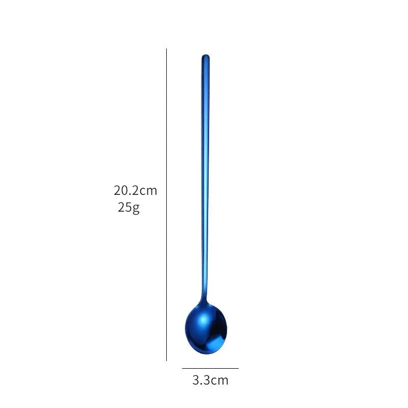 1 шт. Чайная ложка из нержавеющей стали с круглой головкой, столовые приборы с длинной ручкой, кофейная, чайная, десертная, для мороженого, мини-лопатка, кухонные столовые приборы