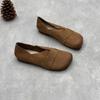 Johnature Retro Genuine Leather Soft Sole Flats Cowhide Women Shoes Handmade Casual Shallow Round Toe Slip-on Loafers