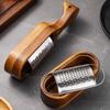 2025 New Stainless Steel Cheese Grater with Acacia Wood Storage Case Cheese Slicer Shredder Kitchen Gadget for Baking Cooking