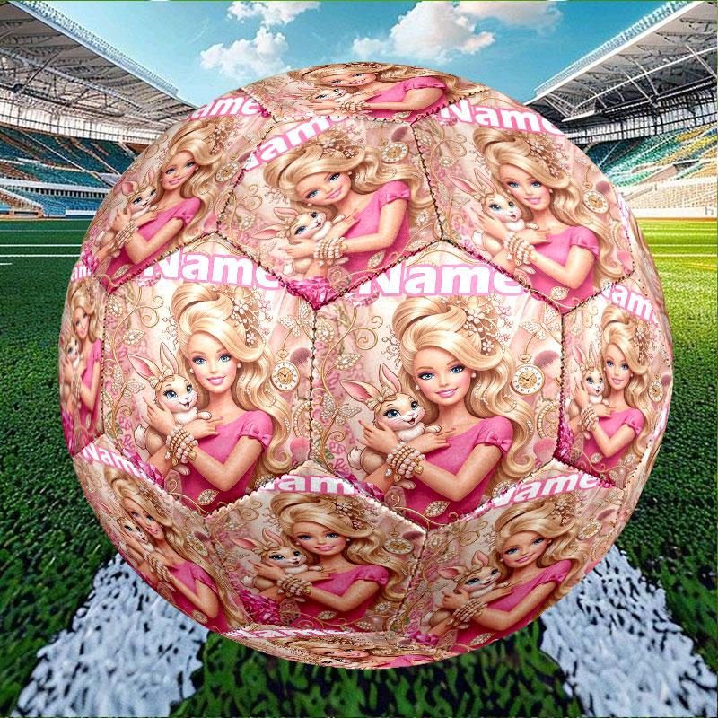 Custom Name Personalized Barbie Print Size 5 Soccer Ball Training & Match Football, for Team, Kicking, Gift for Football Enthusiasts