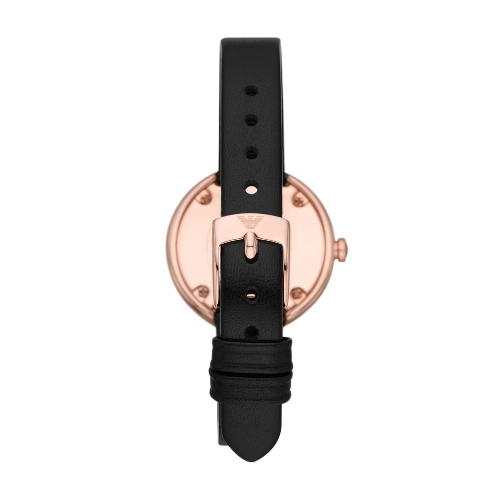 Emporio Armani Женские кварцевые часы Rosa Серебристые (пав хрусталь) Циферблат Кожаный ремешок 30 мм AR11492