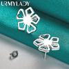 URMYLADY 925 Sterling Silver Flower Stud Earrings For Women Wedding Party Fashion Jewelry