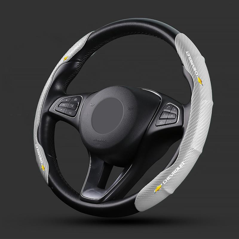 Non-Slip Carbon Fiber Car Steering Wheel Cover For Chevrolet Colorado Cruze Captiva Malibu Trax Aveo Camaro Sonic Tahoe Impala Equinox Suburban