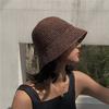 Women's Hat Hand-Woven Bucket Fisherman Hat Female Fashionable Straw Beach Hat Casual Holiday Summer Sunscreen Hats