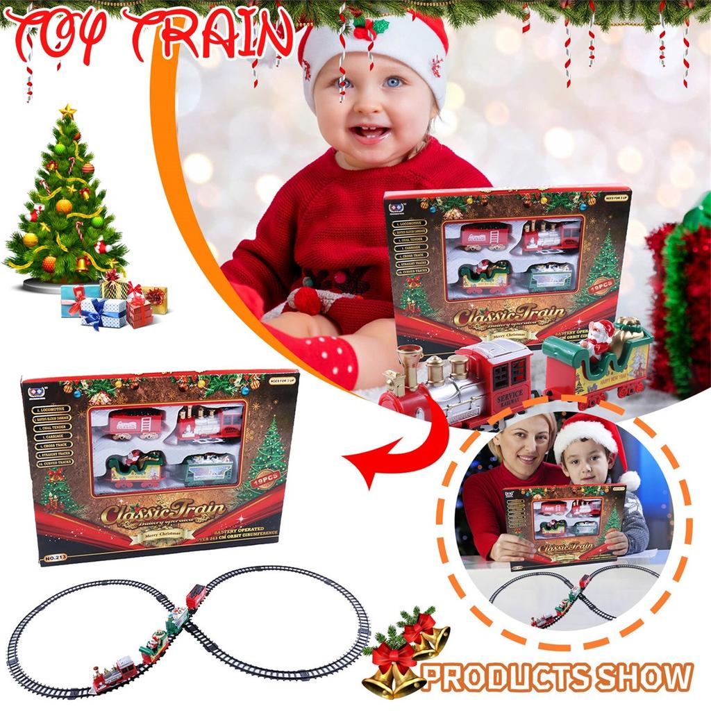 Christmas Realistic Electric Train Set,Easy To -emble & Safe For Kids Gift & Party Home Xmas Tree Decoration