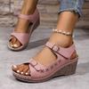 Women's Sandalias Summer Open Toe Platform Sandals Outdoor Casual Leather Sandalias Roman Style Wedge Sandals for Women