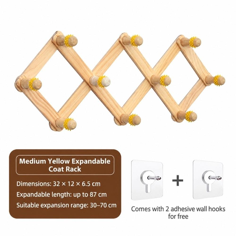 Wood Folding Wall Hanger Adjustable Width Expandable Clothes Hanger Coat Hanging