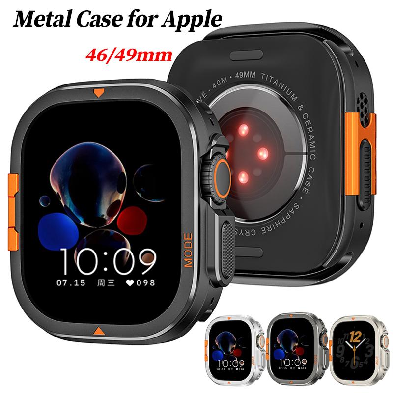 Металлический корпус для Apple Watch Ultra 3 49 мм 46 мм Защитный чехол Алюминиевая крышка Бампер Рамка для IWatch Серии 11 10 9 8 7 6 5 4 SE