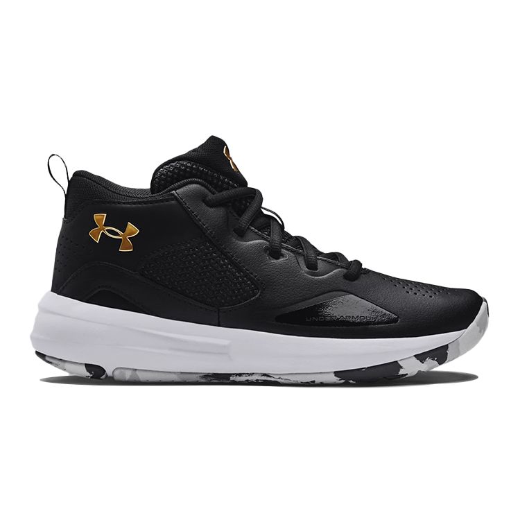 Under Armour Grade School UA Lockdown 5 Basketball Shoes Black Metallic Gold 3023533-003