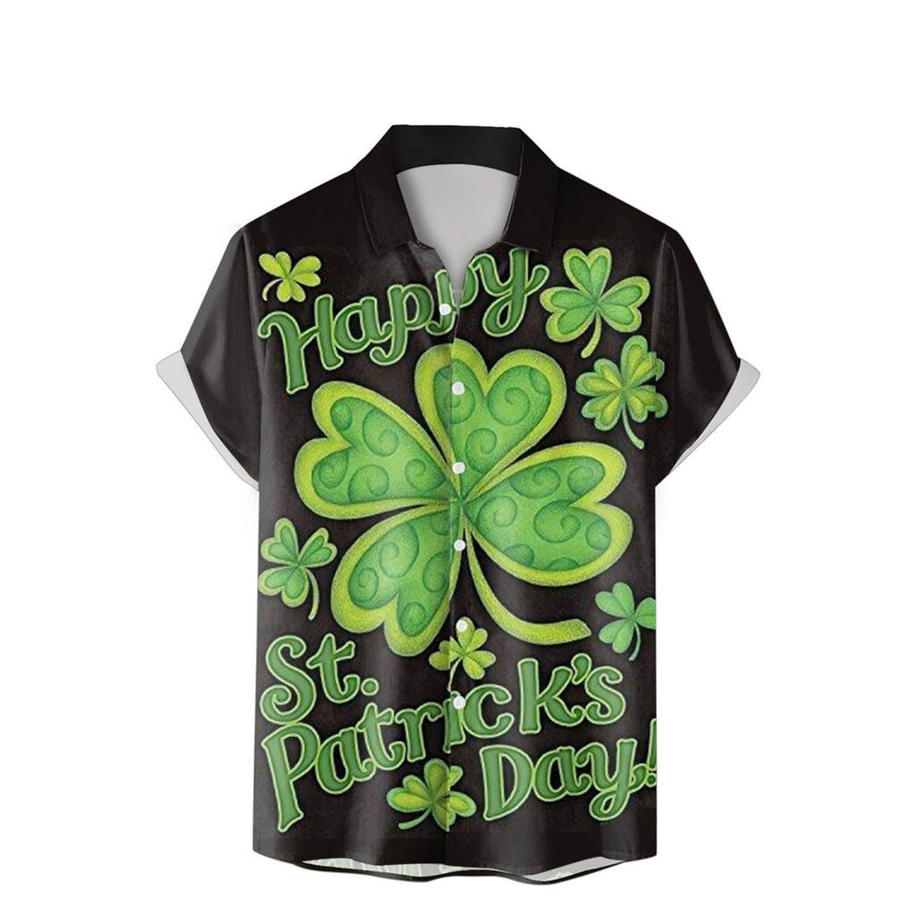 Men'S Summer Shirt 3D Printing Fashion Casual Green Collection Loose Short Sleeve Shirt