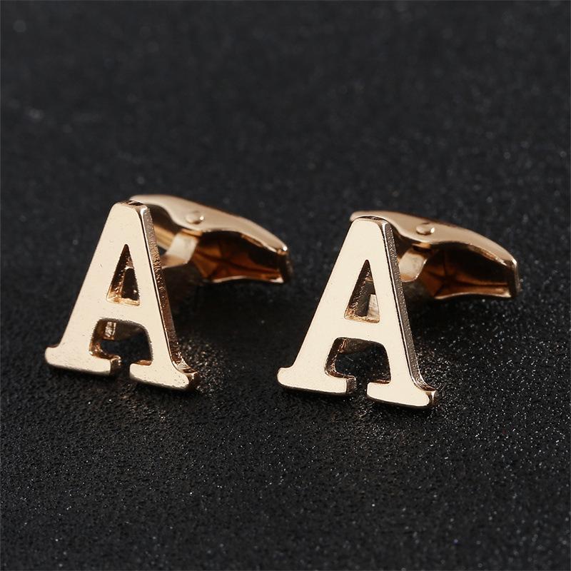 Эксклюзивные мужские запонки в виде золотых букв алфавита - Элегантный дизайн для французских рубашек