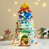 DIY Pipe Cleaners Christmas Tree Kit with String Light Twistable Plush Stick Xmas Tree Winter Bendable Fuzzy Stem Craft Kit for Holiday Home