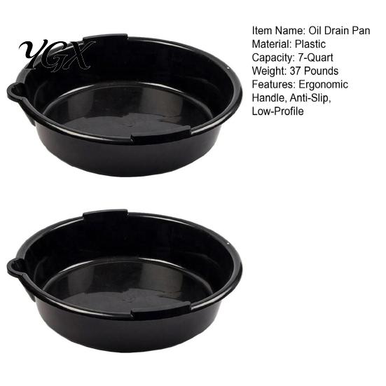 Precise Volume Measurement Pan Engine Oil Drain 7-Quart Black Plastic Change Pan, Waste Catch Basin, Car Tray, Auto Repair Receiver Coolant