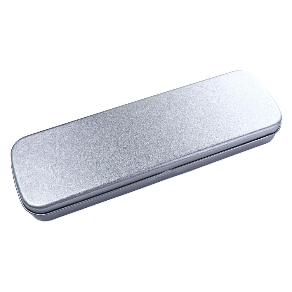 Office Silver Metal Single Layer Pen Box Stationery Box Pencil Storage Box Pencil Box Pencil Case