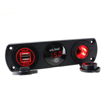 4.2A Автомобильное зарядное устройство с двумя USB-портами, 12 В, розетка, светодиодный вольтметр, панель монитора для автомобиля, мотоцикла, зарядное устройство для телефона