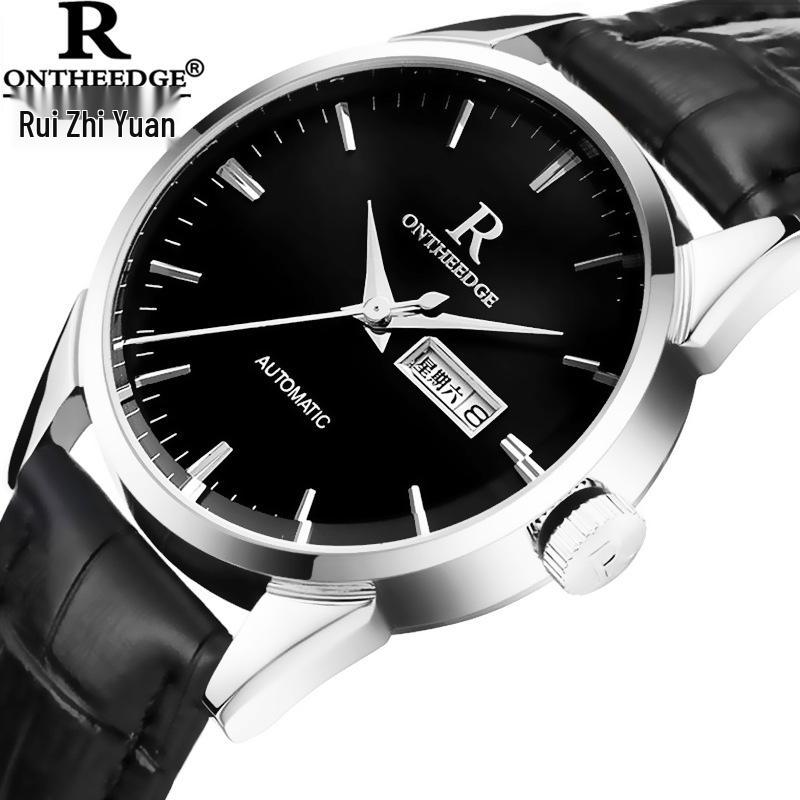 Ruizhiyuan Men's Waterproof Leather Strap Large Dial Watch