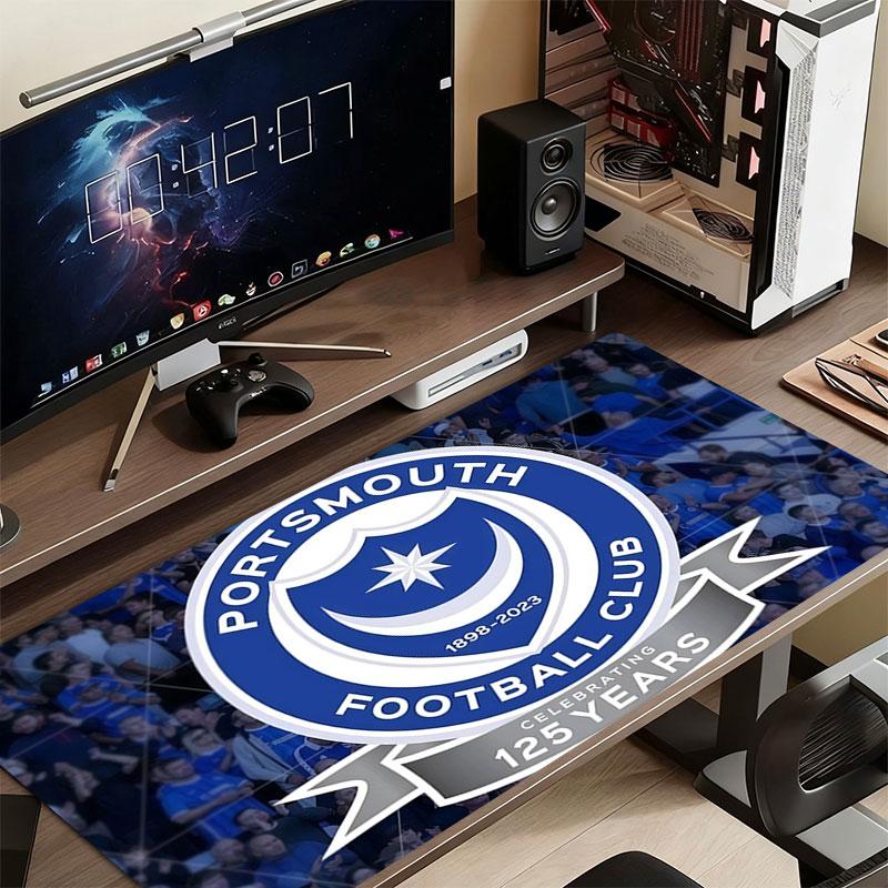 Коврик для мыши Portsmouth FC, Большой игровой коврик для стола, Нескользящий XXL коврик для мыши для ноутбука и планшета, Мини-игровой коврик для ПК со прошитыми краями