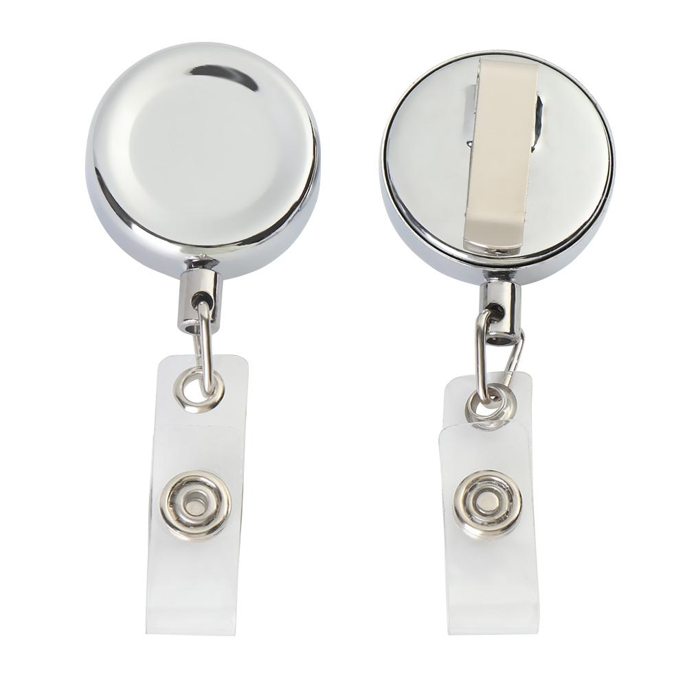 1pc Clip Anti-Lost Clip Metal ID Name Card Lanyards Retractable Key Ring Badge Holder