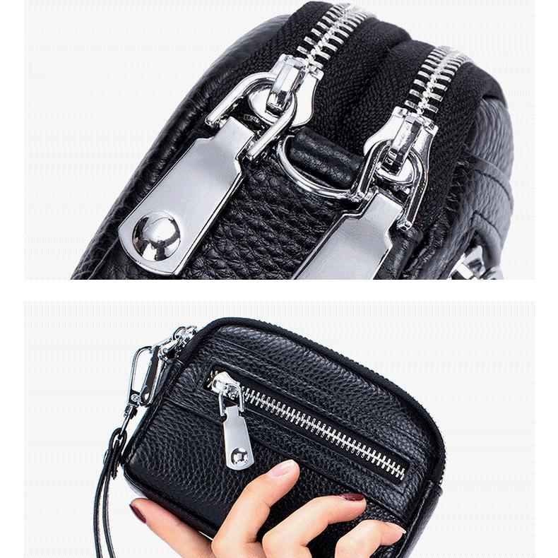 Bison Denim Модный женский кошелек с двойной молнией, небольшой кошелек для монет